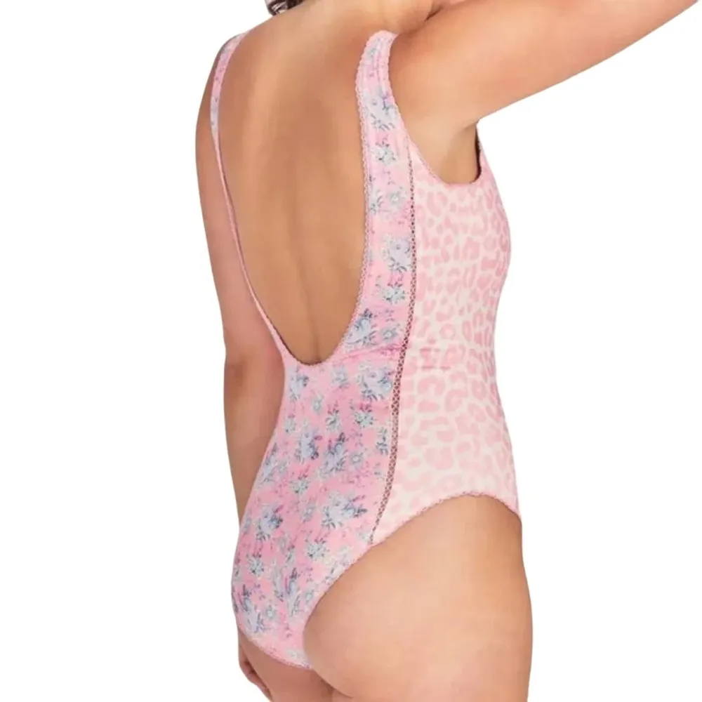 LoveShackFancy NEW Mikkel Floral One Piece Swimsuit in Pink White Blue Medium - Image 2