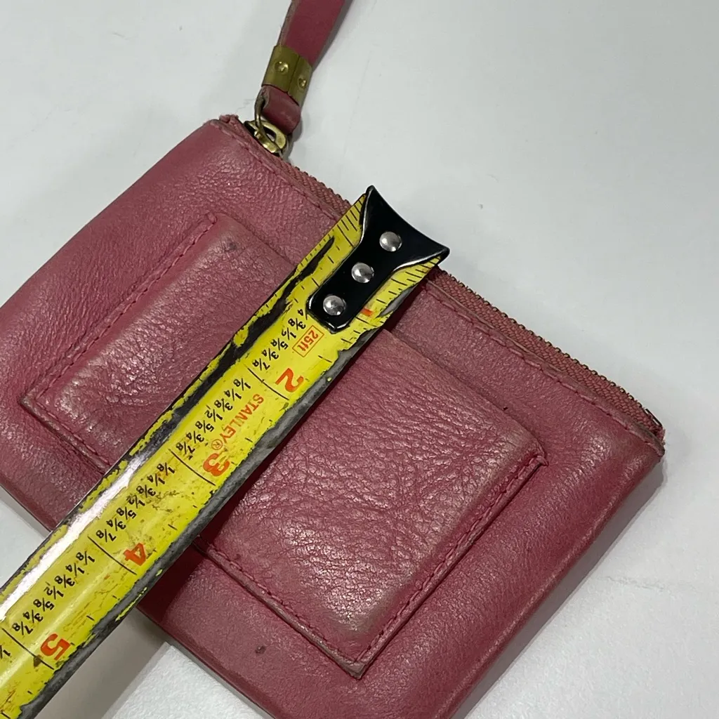 Madewell Leather Pocket Pouch Wallet Card Purse Dark Pink Small 4x5'' Preppy - Image 2