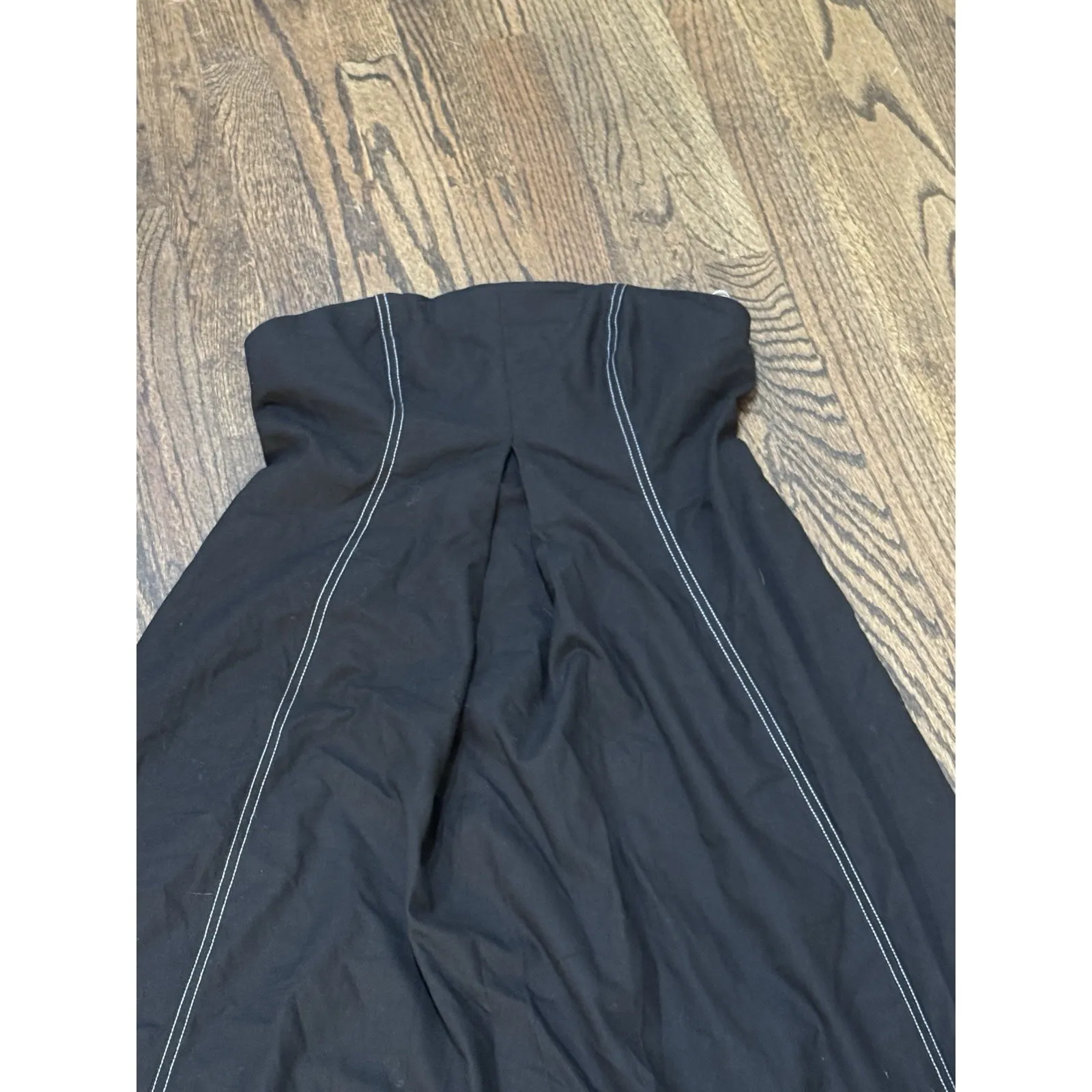Mon Renn Winslow Midi Dress Linen Strapless Black Minimalistic Women Size‎ M/10 Size M - Image 11