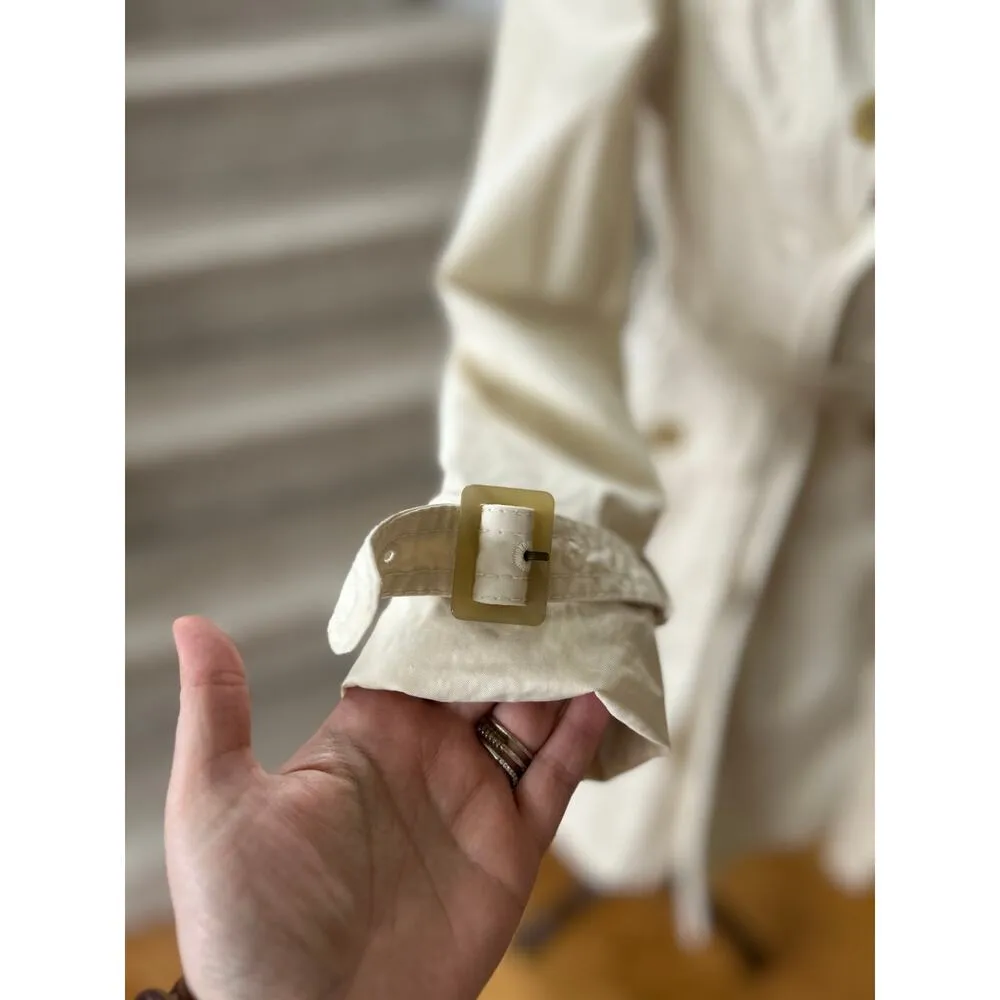 Banana Republic Cream Beige Double Breasted Belted Trench Coat - Image 9