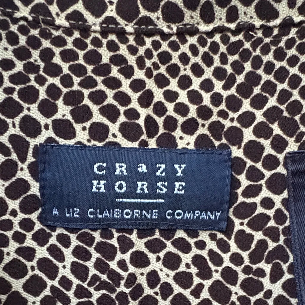 Crazy Horse Liz Claiborne Patterned Woman’s Button Down Shirt Brown - Image 2
