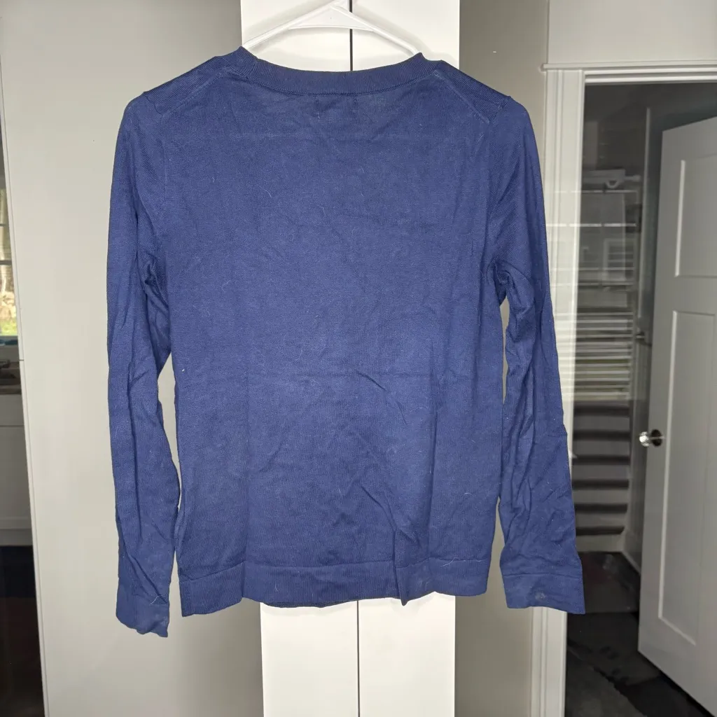 J. Crew Cotton Teddie Sweater Navy Blue - Image 3