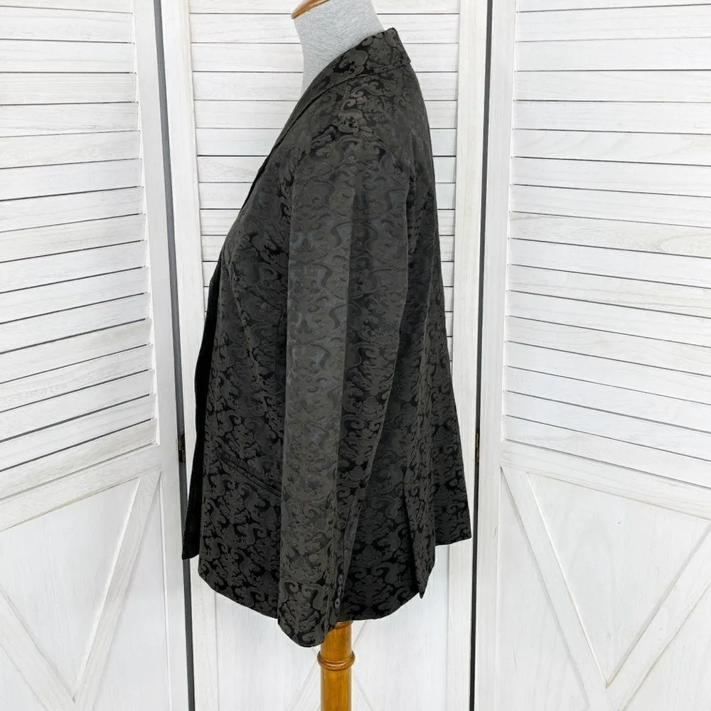 Dialogue Gothic Damask Brocade Blazer Jacket Grey Black 10 Dark Academia - Image 2