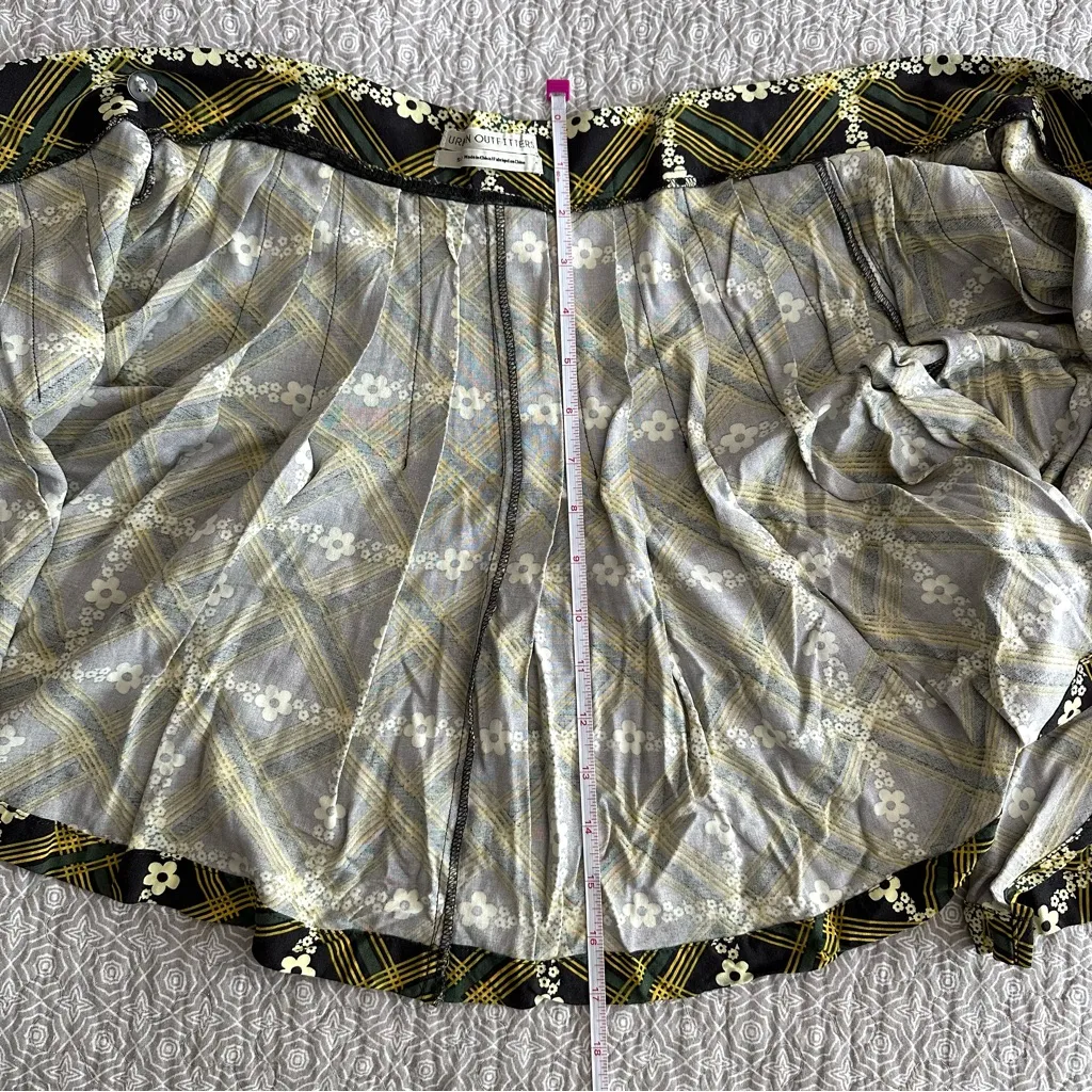 Urban Outfitters Floral Plaid Schoolgirl Grunge Pleated Wrap Mini Skirt Size S - Image 7