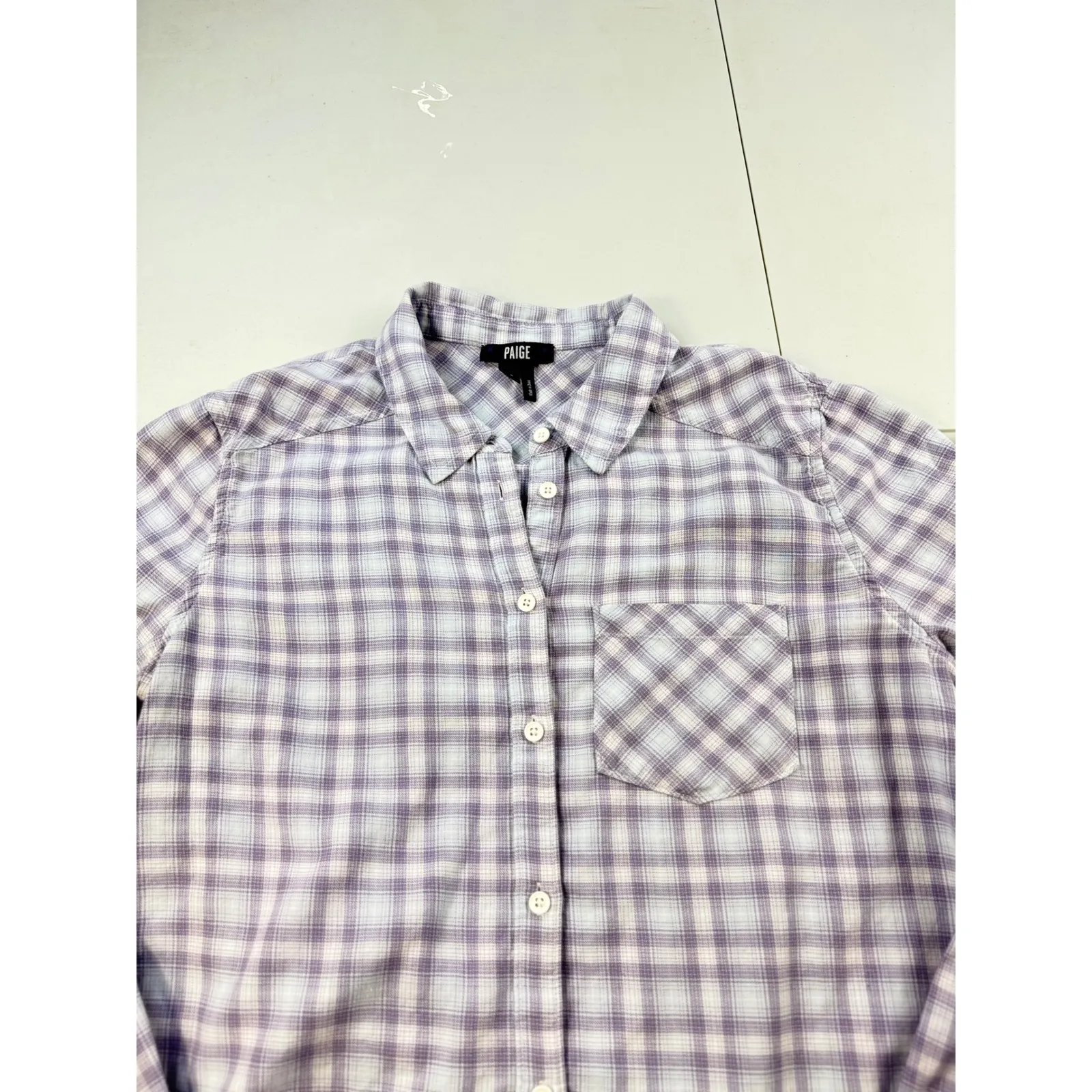 PAIGE Women's Plaid Button Down Shirt Long Sleeve Casual Cotton Top Small‎ - Image 2