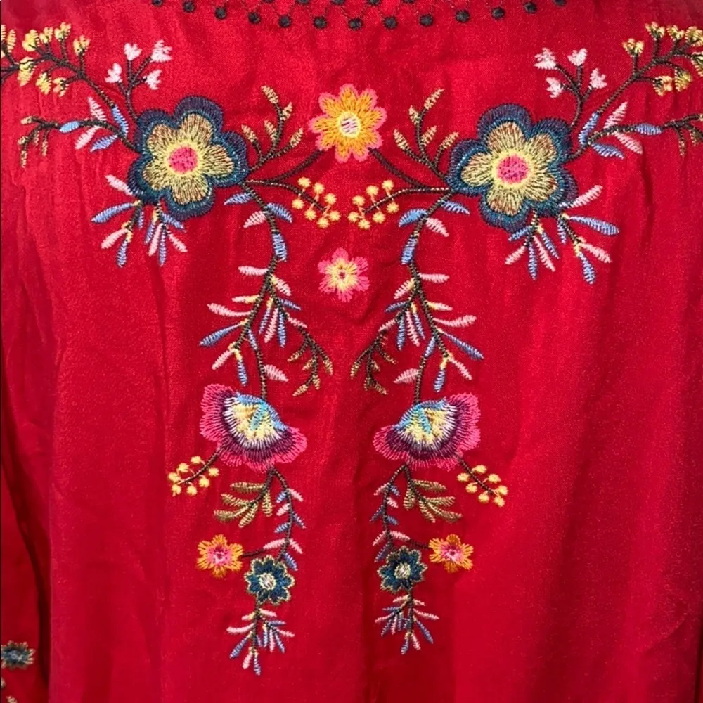 UMGEE tie front red dress floral print size small - Image 10