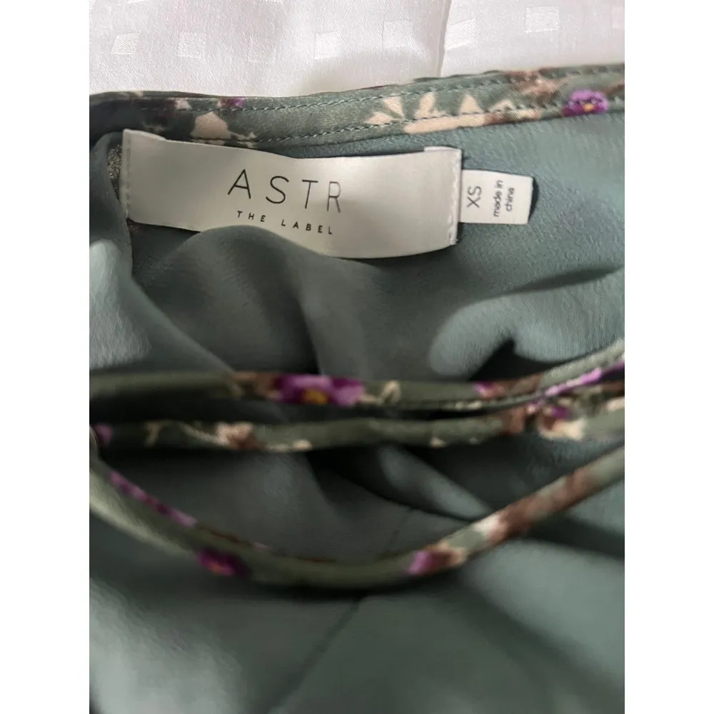 ASTR The Label Floral Slip Dress Olive Green  Cowl Neck Criss Cross Back… - Image 7