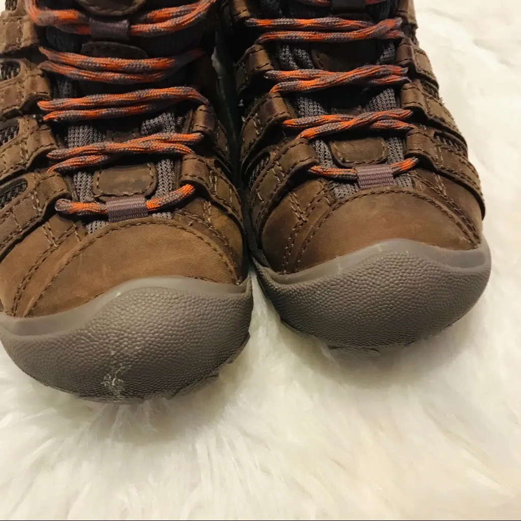 Keen Brown leather hiking shoes size 5 women’s, 3.5 youth Lace Up Outdoor Trail - Image 3