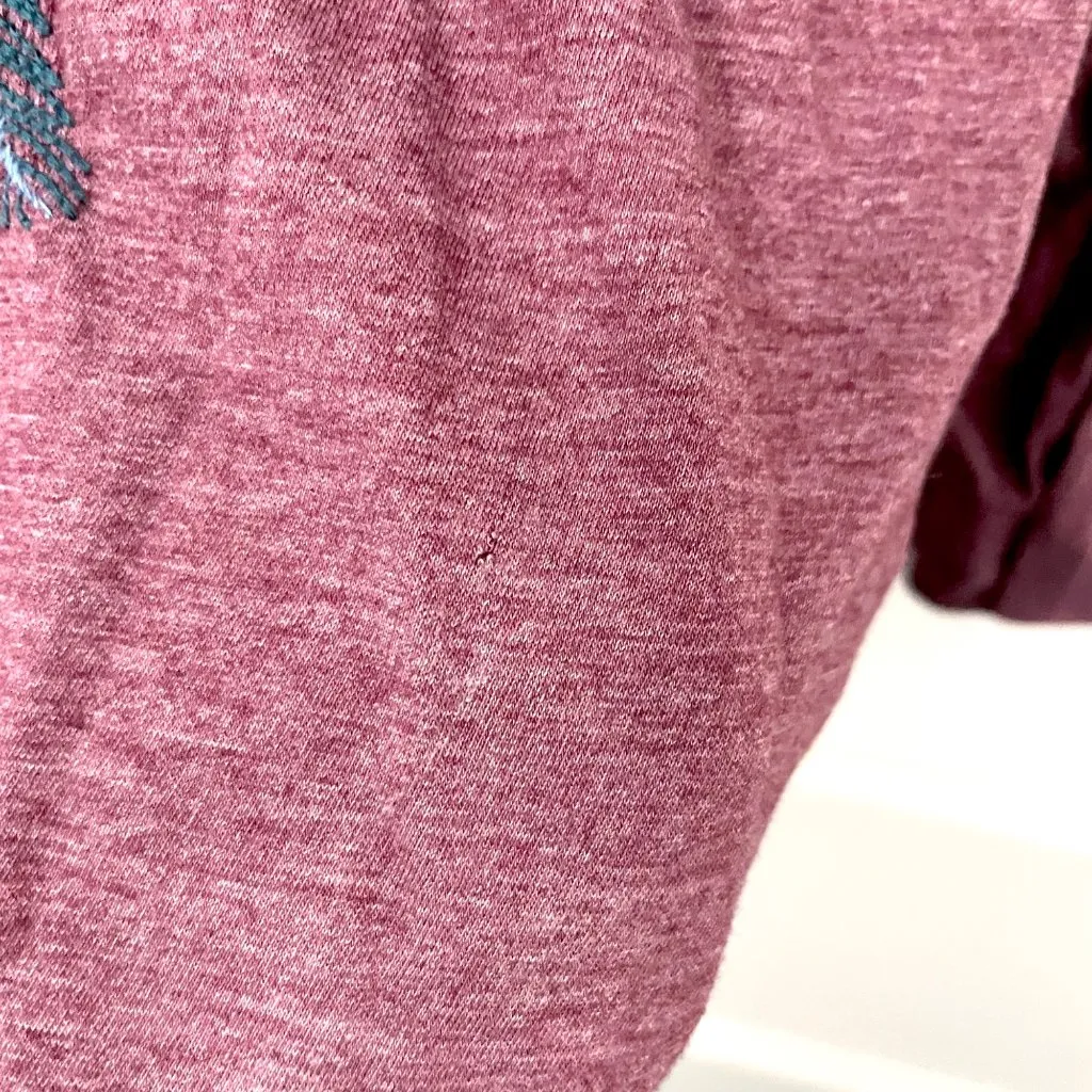 Johnny Was Darielle Flute Sleeve Tee Red Floral Embroidered Long Sleeve Top S - Image 5