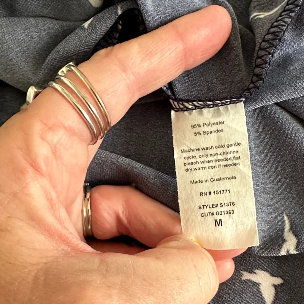 Gilli Navy White Bird Pattern Pleated Skirt Size Medium Blue - Image 6