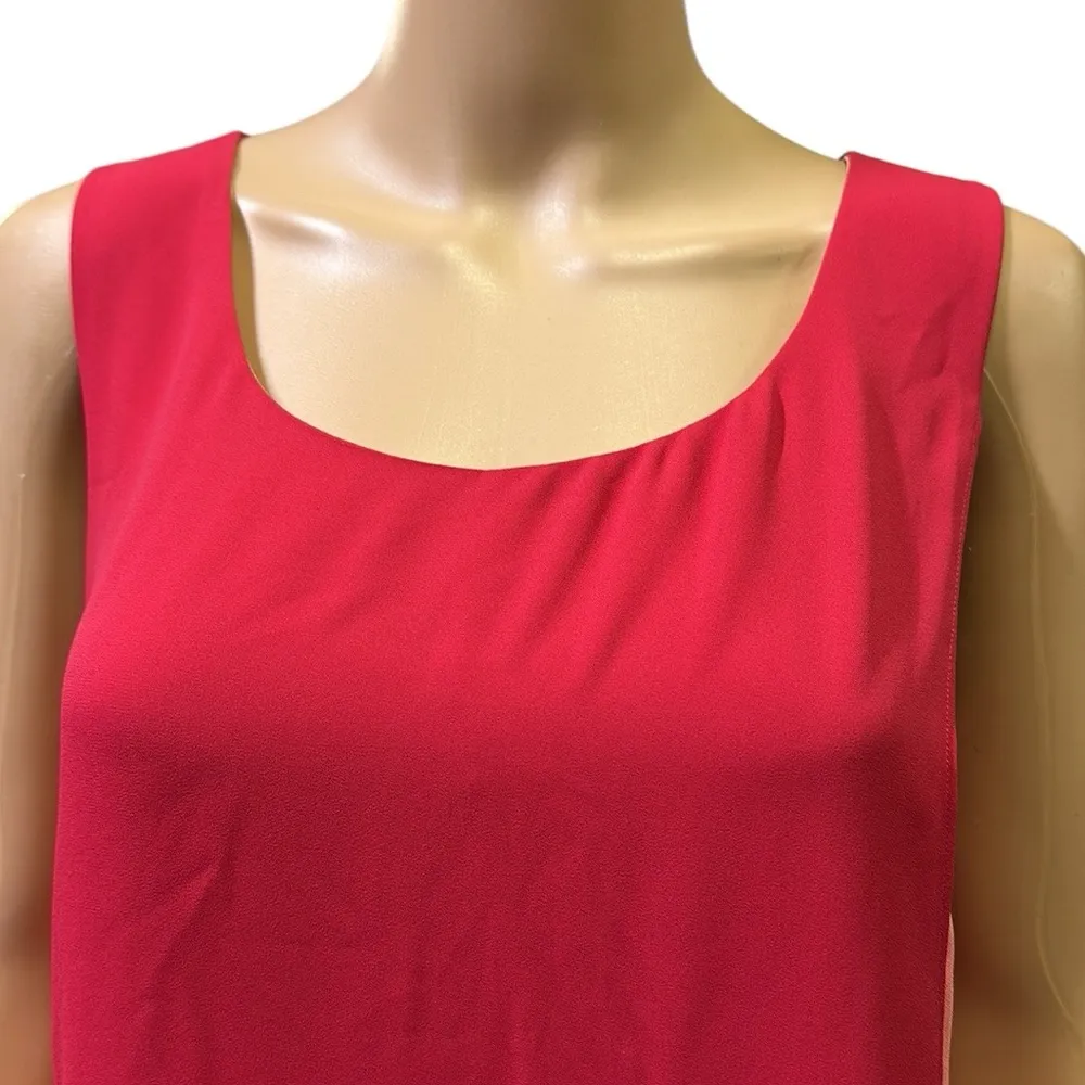 BCBG Paris Haley Burnt Poppy Sleeveless Layered Shift Mini Midi Dress Womens 10 Red - Image 2