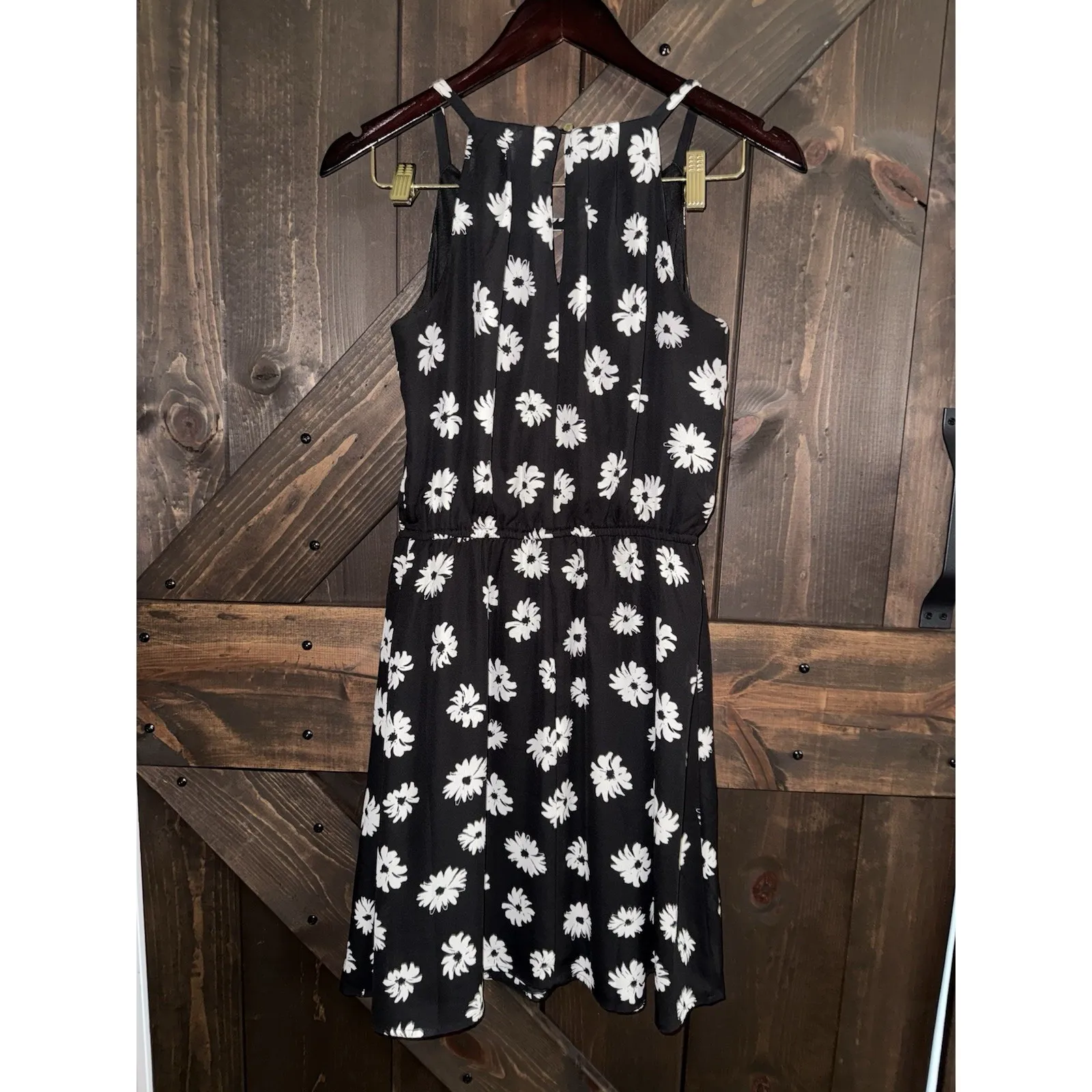 Maurices Women's Dress Black‎ White Floral Tank Top Waist Wrap Small S - Image 5