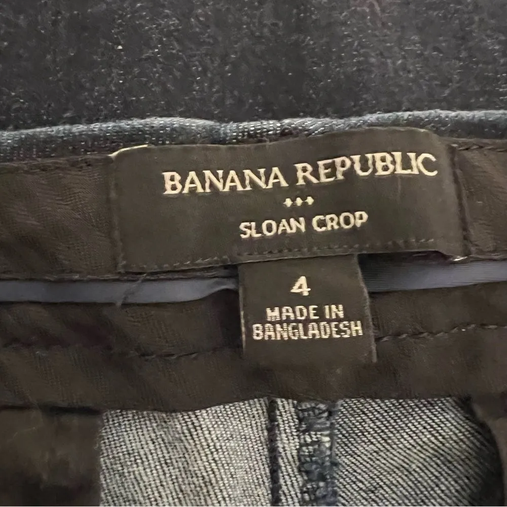 Banana Republic Sloan Fit Crop Chambray Pants Womens Blue Size 4 - Image 6