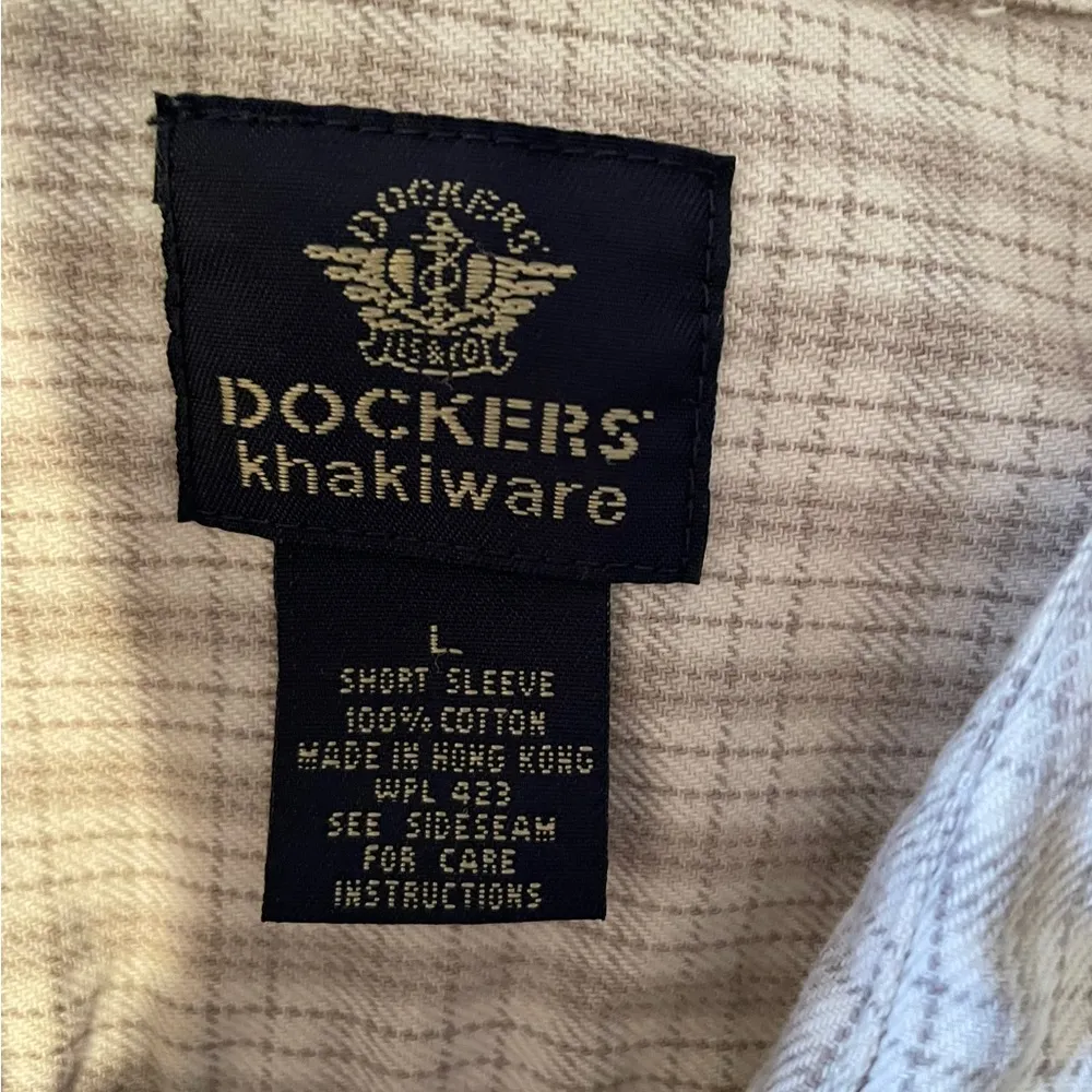 Dockers Khakiwear Vintage 90s Gray Plaid Denim Cotton Cropped Button Up Top - Image 7
