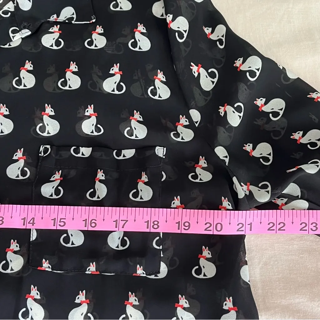 America Rag Cie• Vintage Kitty Cat Blouse•Sz L - Image 8