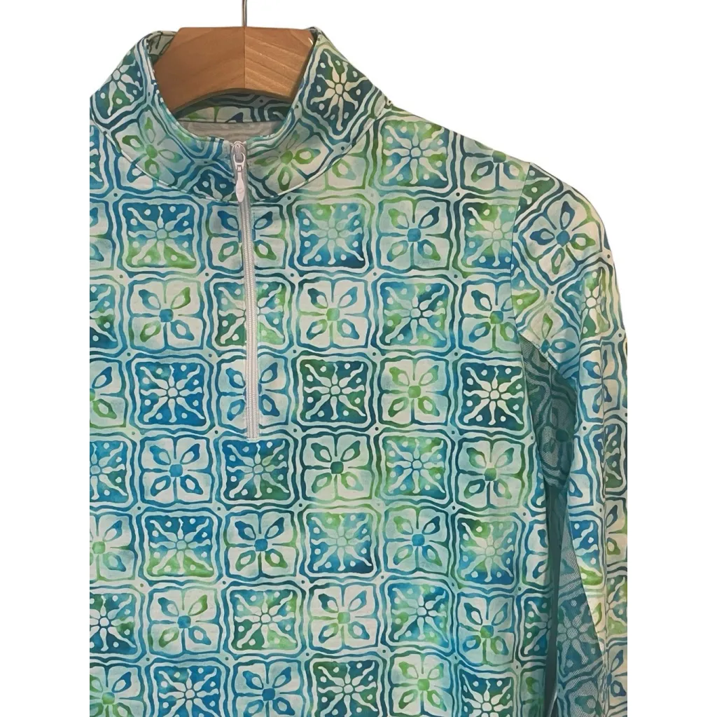 Ibkul Quarter Zip Shirt Womens Size XS Aqua Golf Activewear Long Sleeve UV NWT - Image 3
