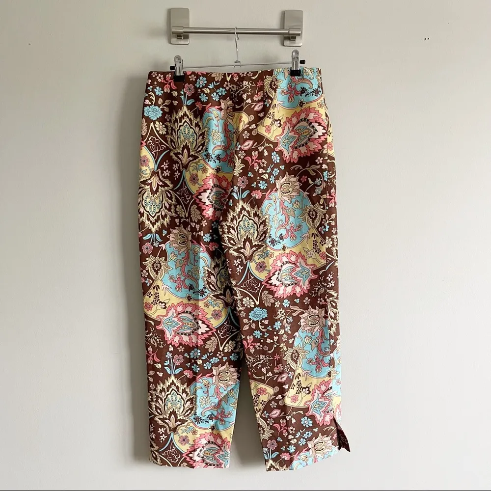LOFT | Psychedelic Floral Print Linen Silk Blend Pants Sz 6 - Image 6
