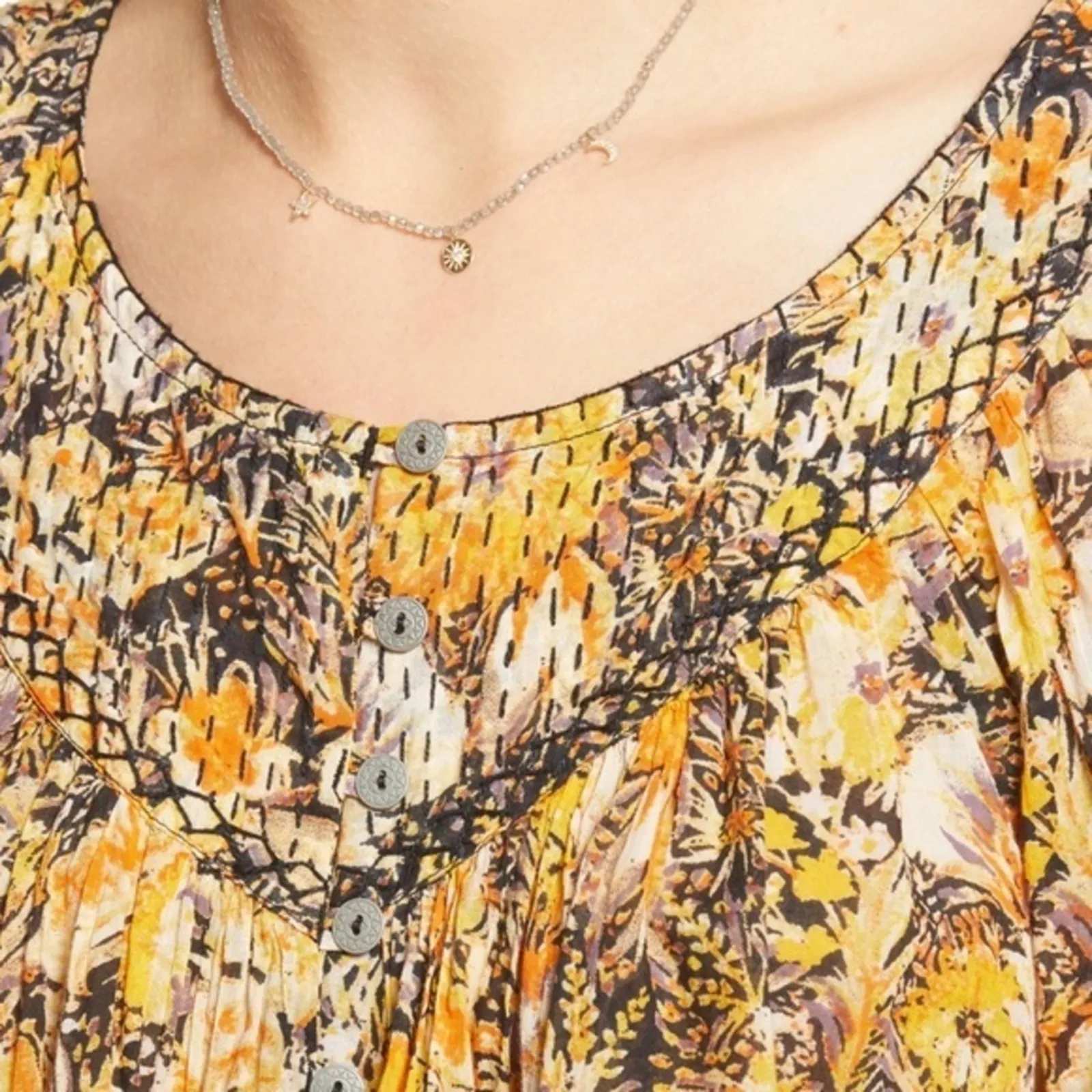 Free People Boho Floral Cool Meadow Printed Top in Midnight Combo Medium NEW - Image 13