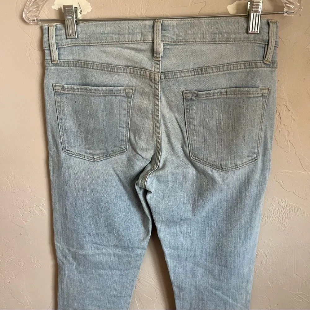 Frame Le Skinny De Jeanne Crop‎ Distressed Honeywood Raw Hem Denim Jeans - Image 9