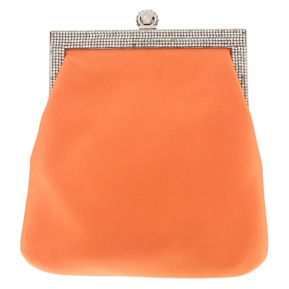 AUTHENTIC Vintage Versace Orange Floral Embroider Jewel Clutch Special Occasion‎ - Image 4