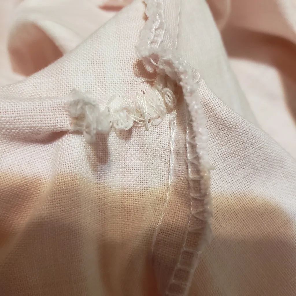 80s Does 50s 60s Vintage Lisa Jo pink dress with white buttons & stripes Size M - Image 9