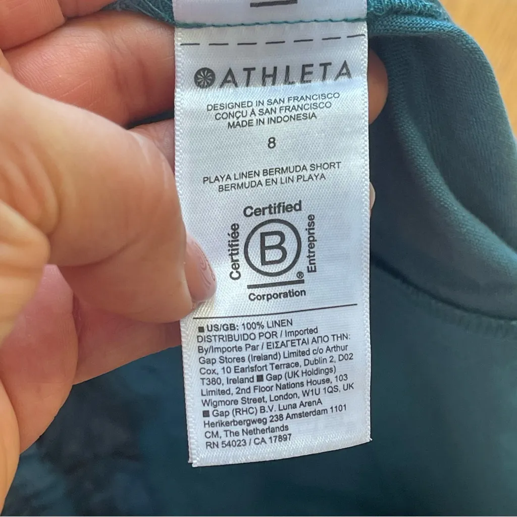 Athleta Playa Linen Bermuda Shorts in Borealis Teal Blue New Sz 8 Elastic Waist - Image 14