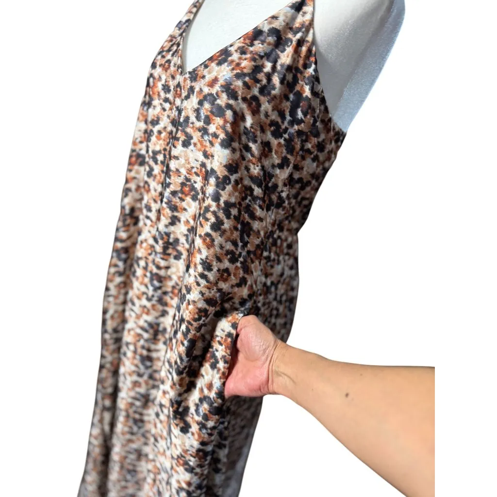 Nicole Miller New York Womens  M Animal Print Maxi Dress With Built-In Bra Brown - Image 12