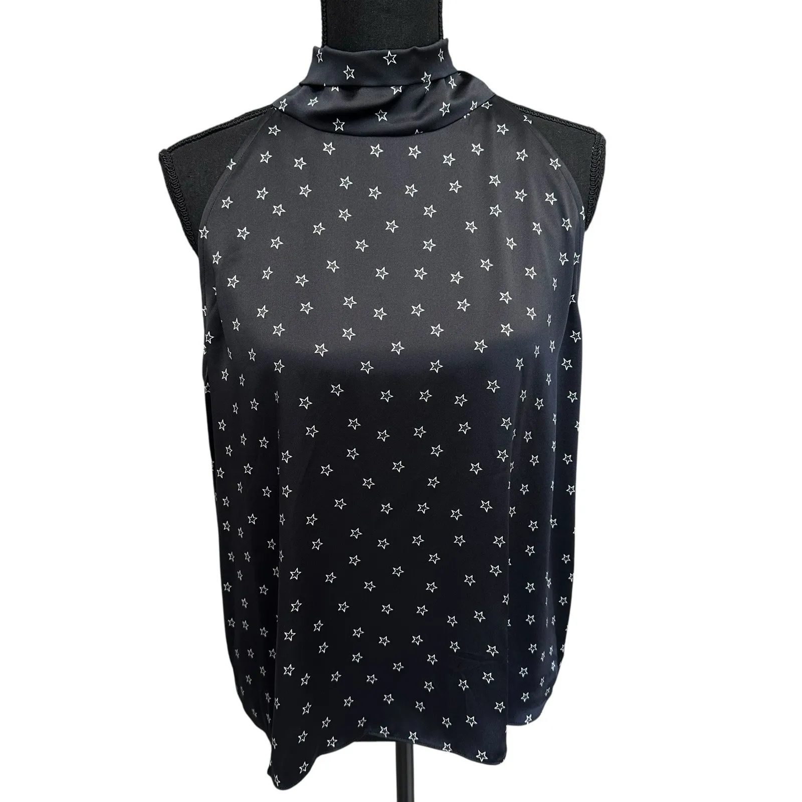 Generation Love 100% Silk Star Print Satin Top Women's Size Large Sleeveless - Image 7