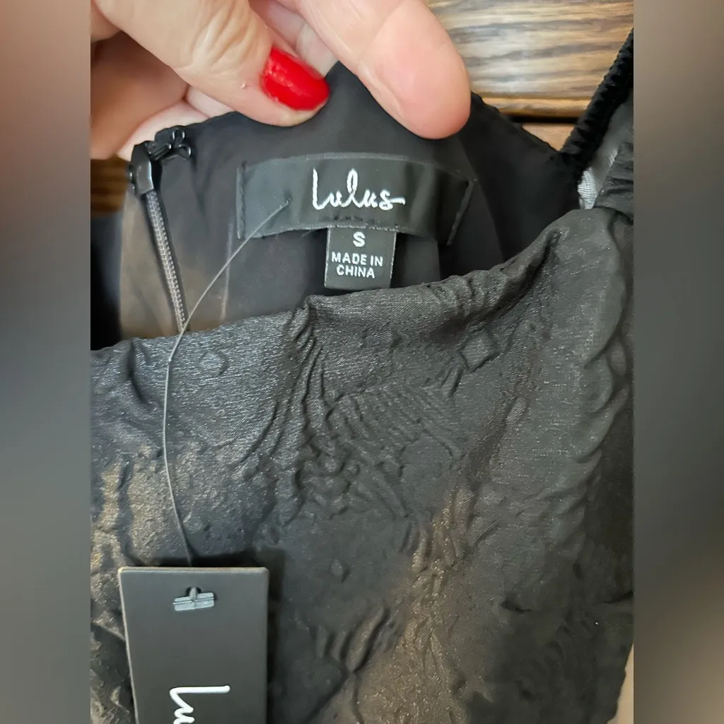 Lulus Adorable Mood Black Floral Jacquard Puff Sleeve Babydoll Midi Dress Small‎ - Image 8