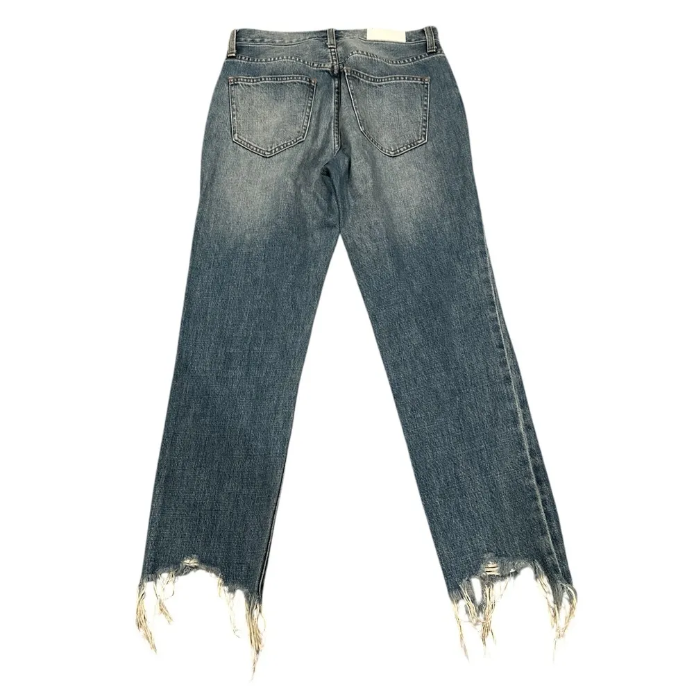 PISTOLA REVOLVE DISTRESSED DESTROYED BUTTON FLY BLUE JEANS RAW EDGE HEM 25 - Image 2