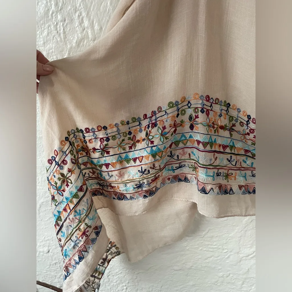 Do Everything in Love Boho Kimono Embroidered Open Cardigan Long Duster OS - Image 3