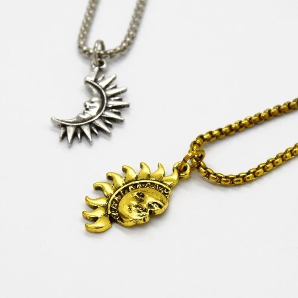 Boho Sun and Moon Friendship Necklaces Gold - Image 2