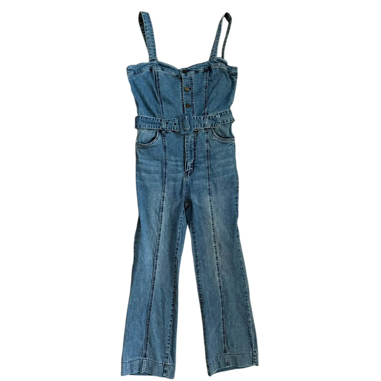 Show Me Your Mumu Acacia Denim Jumpsuit Freshwater Size Large‎ - Image 4