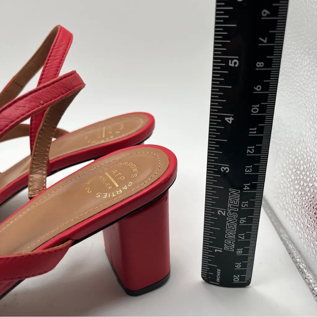 ATP Atelier Mattine Slingback Sandal block Heels red leather strappy 39 US 8.5 - Image 2