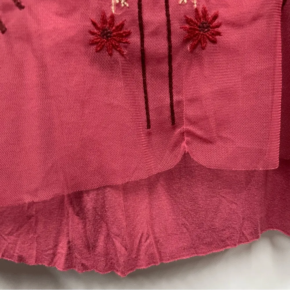 Embroidered mesh Floral Pink Women's Top xl strappy tank boho Y2K festival cami - Image 7