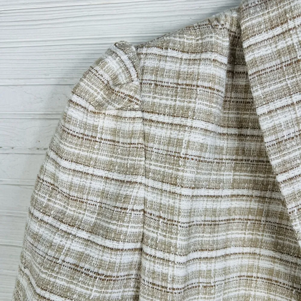 Barbie Tweed Blazer in Beige Combo Puff Shoulder Size Medium - Image 4