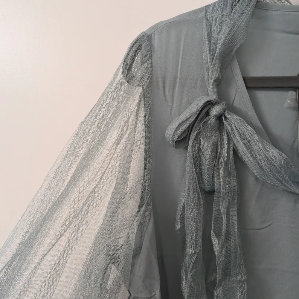 🆕‎ City Chic Plus 18 M Mint green lace sleeve tie neck top shirt blouse NEW NWT - Image 7