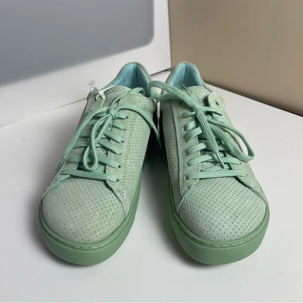 Birkenstocks Bend Low Suede Embossed Sneakers in Green Matcha Sz 38 - Image 7