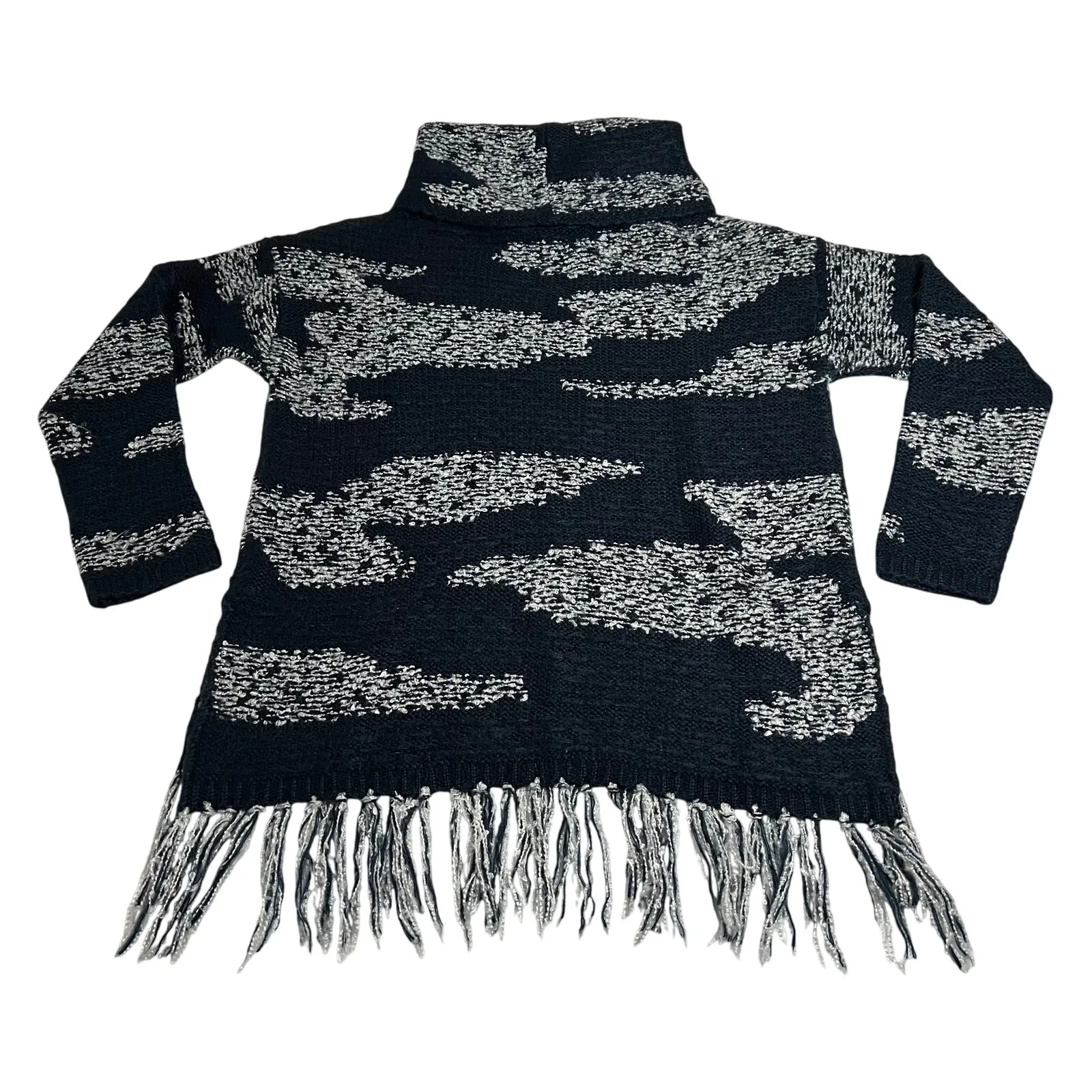 Romeo & Juliet Couture Turtleneck Knit Tunic Sweater w/ Fringe Trim Size Small - Image 2