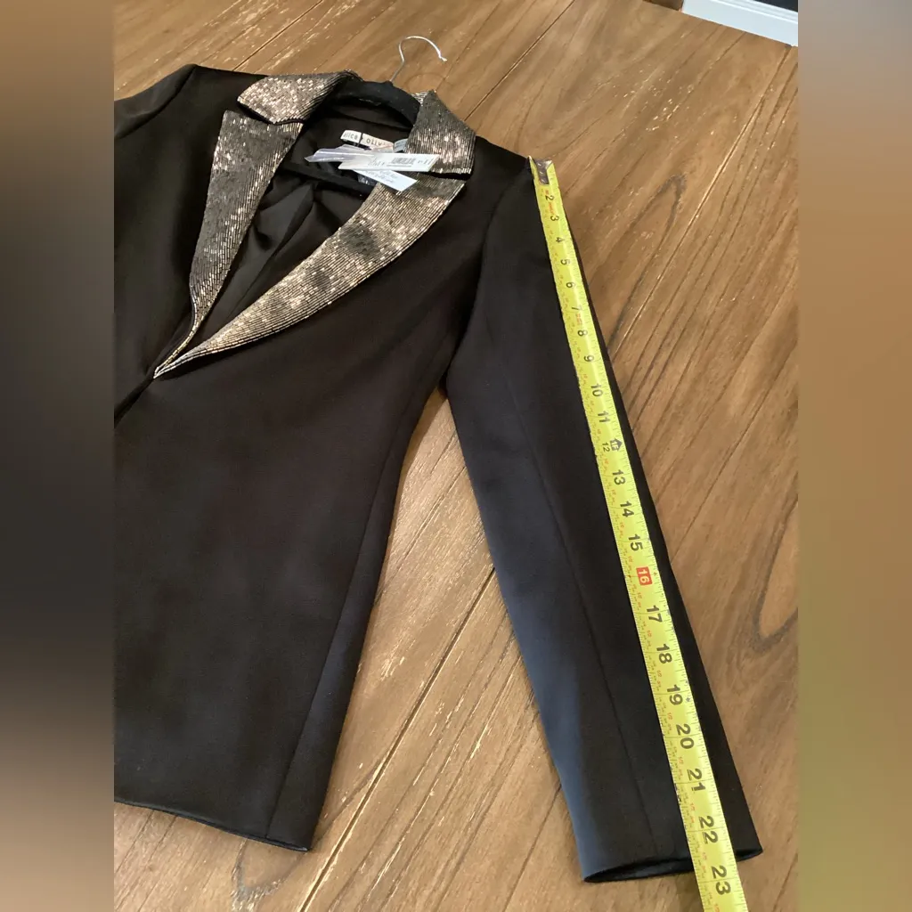 Revolve Alice + Olivia Eve Embellished Lapel Blazer satin black Size 0 new - Image 10