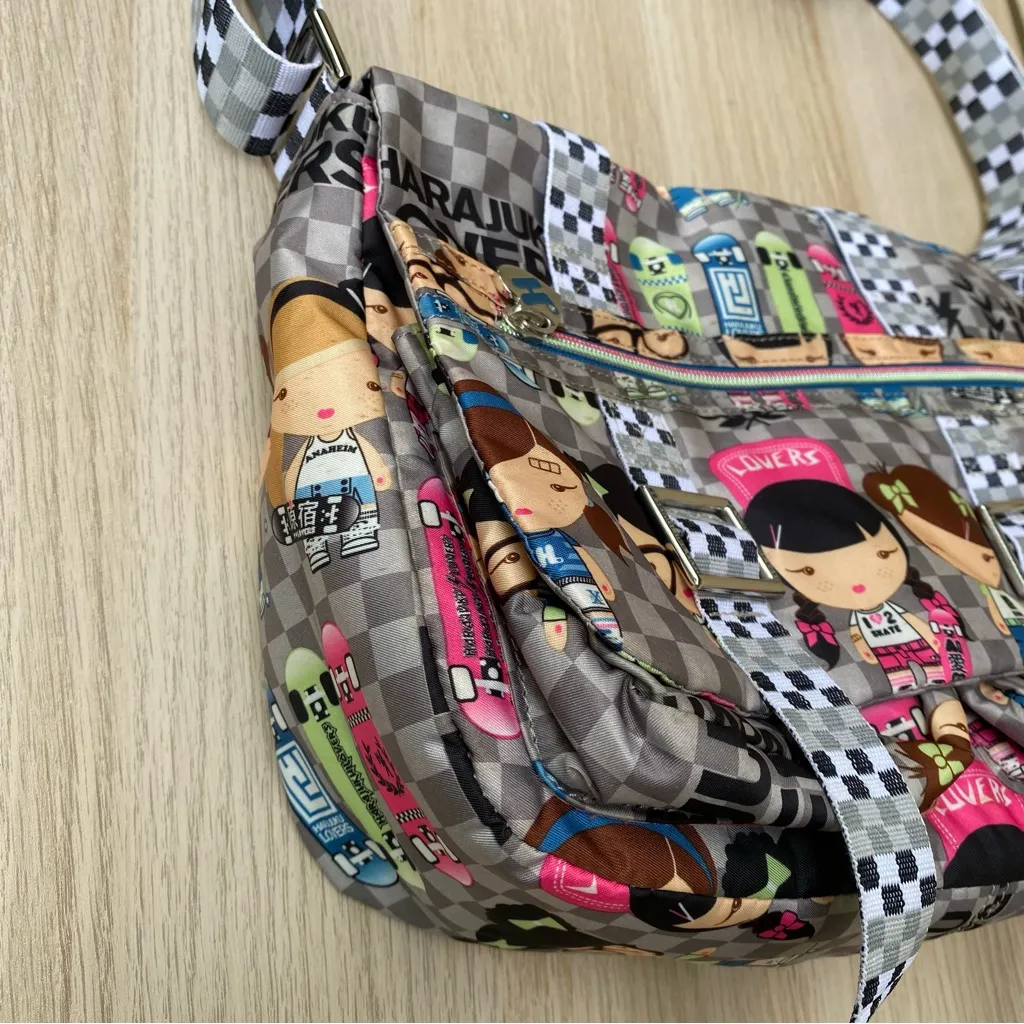 NWOT Y2K Kawaii Harajuku Girls Characters Checkerboard Crossbody/Messenger Bag - Image 6