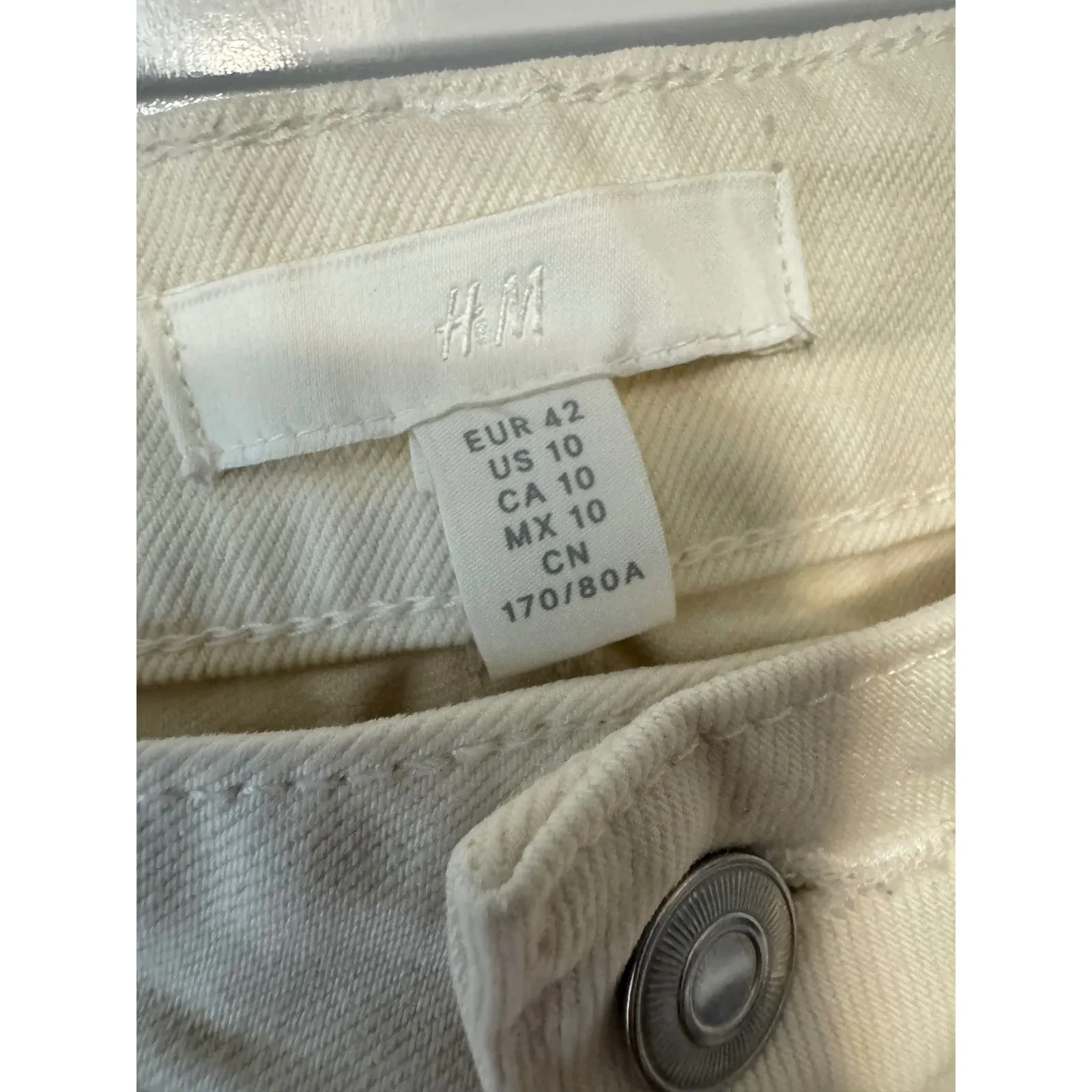 H&M‎ Women's Straight Jeans US 10 Off White Denim Classic Casual - Image 2