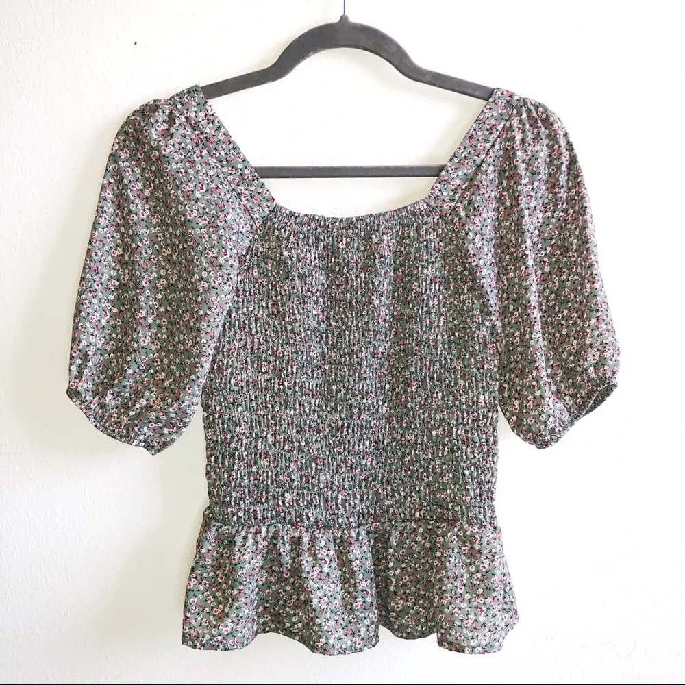 Sienna Sky Blouse Floral Ruffled Sleeves Top Peplum Hem Sz S EUC Cottagecore - Image 2