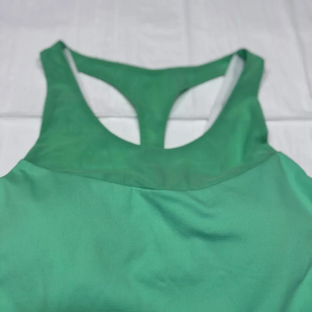 ALO Yoga Green Racerback Tank Top with Built in Bra - Image 3
