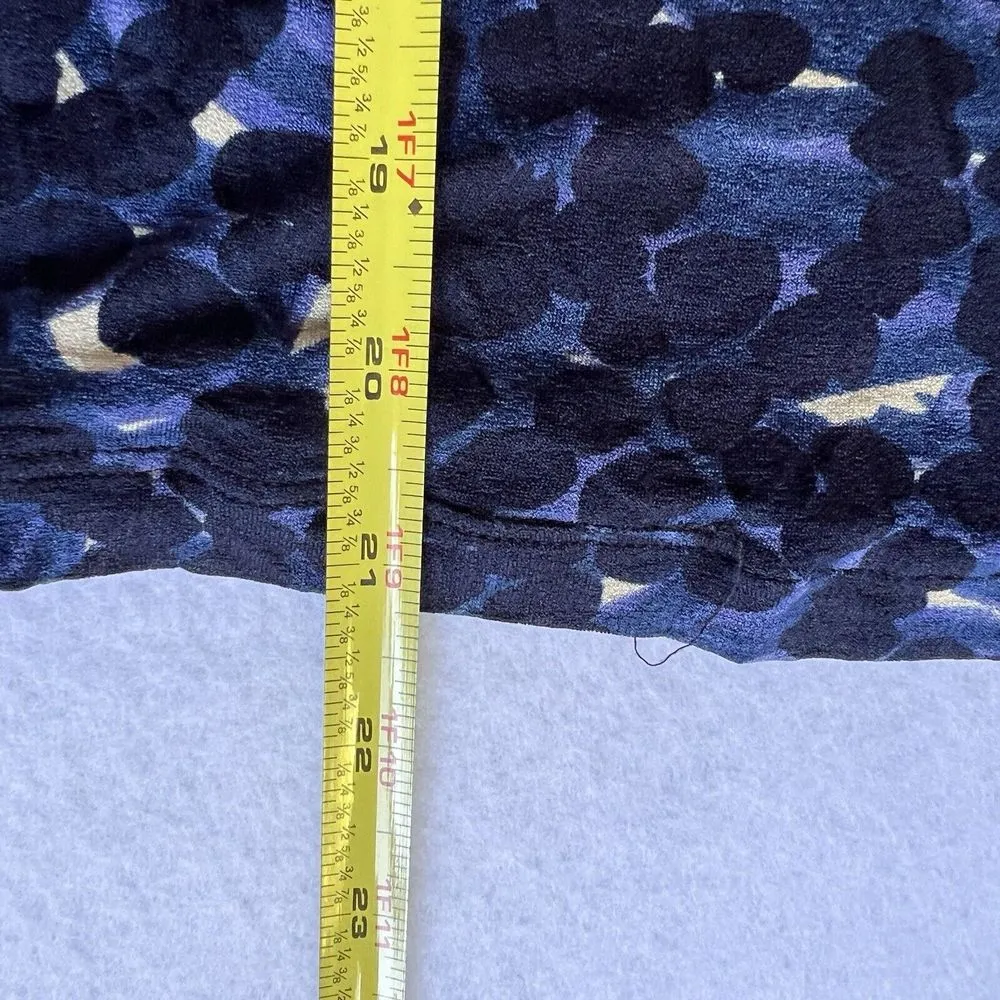 Fuzzi Made In‎ Italy Long Sleeve Blue Leopard Tee Shirt Black Blue Size XS Y2K - Image 9