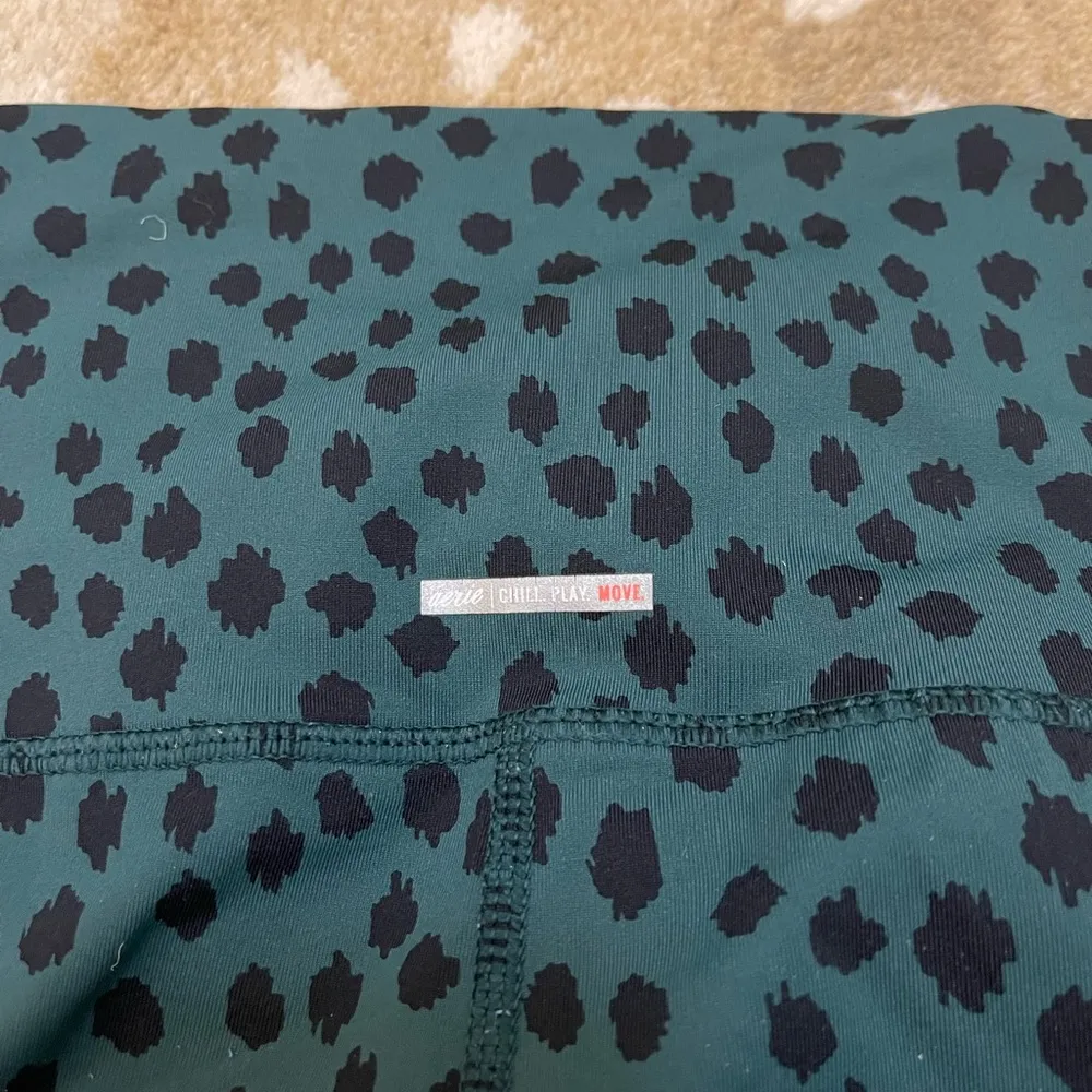 Aerie sea foam green blue leopard print leggings women’s size XL - Image 5