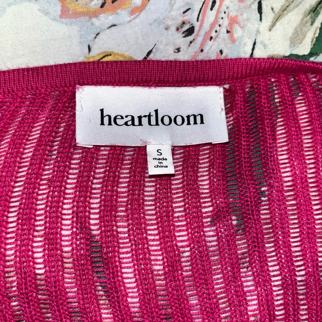 heartloom Hot Pink Knit Long Sleeve VNeck Dress w/ Tie Detail & Bell Sleeves - Image 9