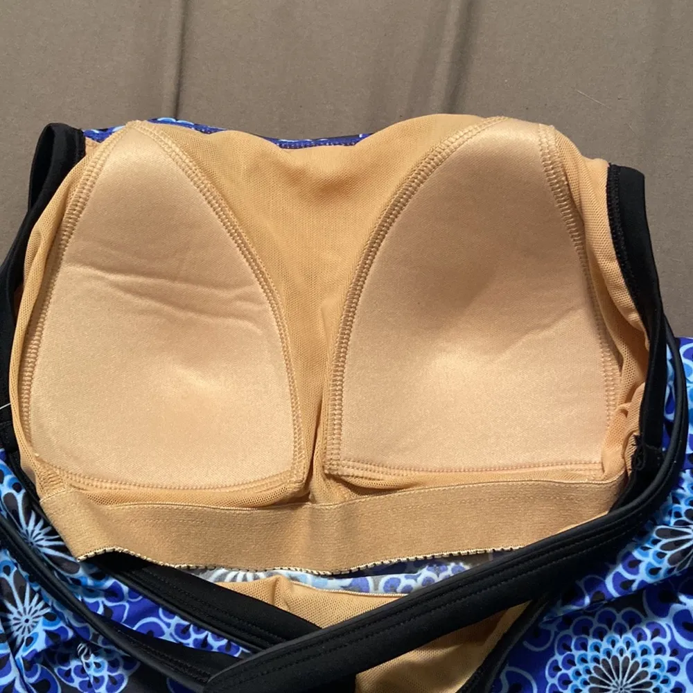 L.L. Bean UPF Floral Tankini Top Blue Size 6 - Image 3