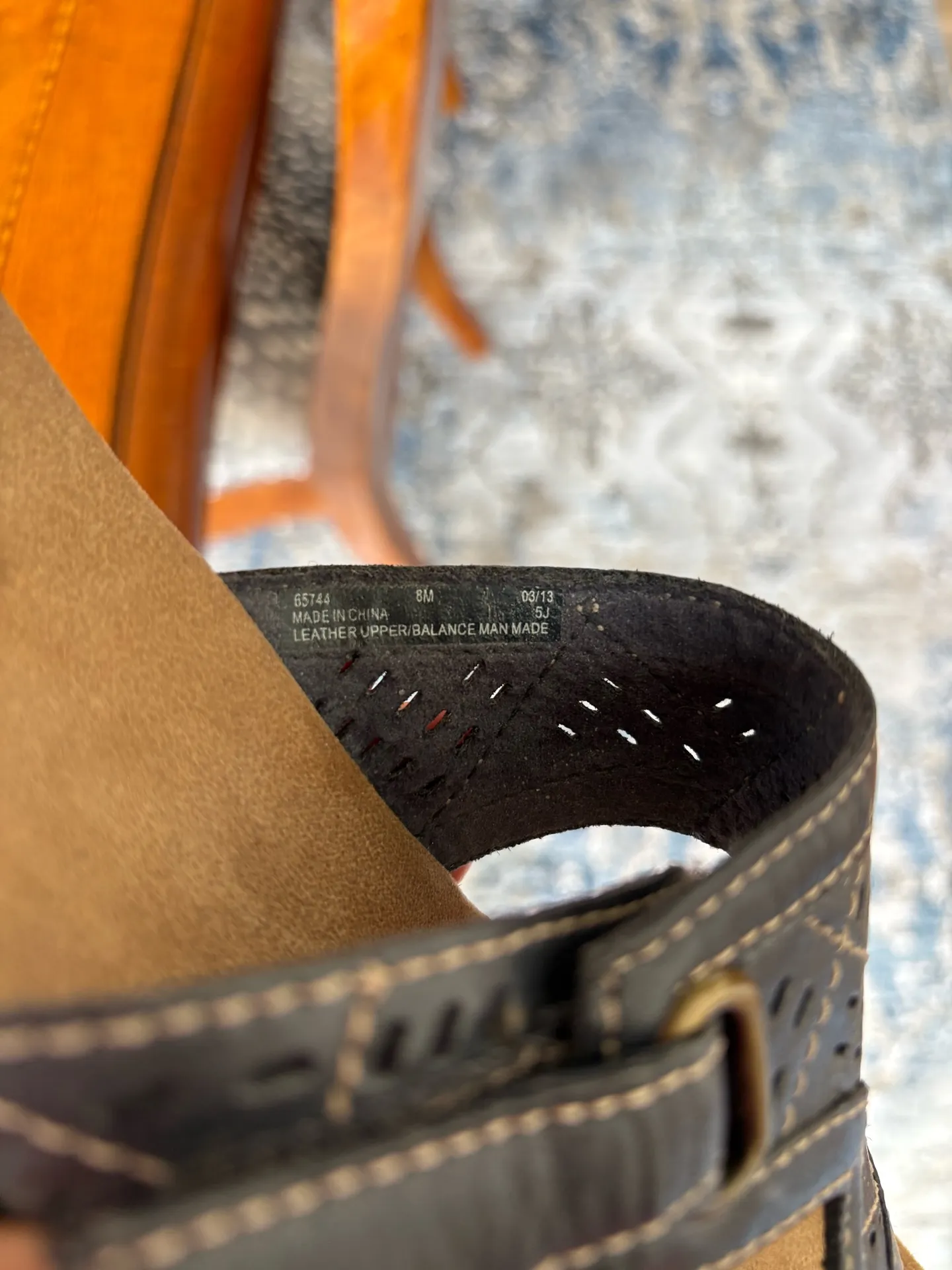 Black Leather slip-on adjustable sandal - Image 7