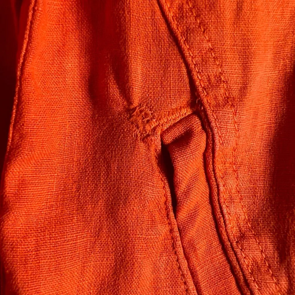 L’Agence Celine Orange Linen Button Front Utility Trucker Jacket Size XS - Image 12